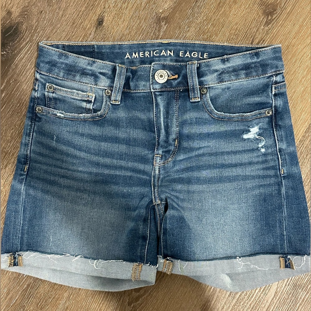 American eagle midi jean shorts